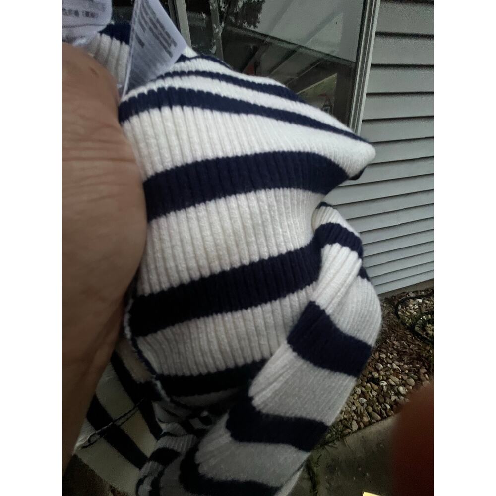 Knit Back Slitted Maxi Dress Navy White Sz M - Picture 8 of 10